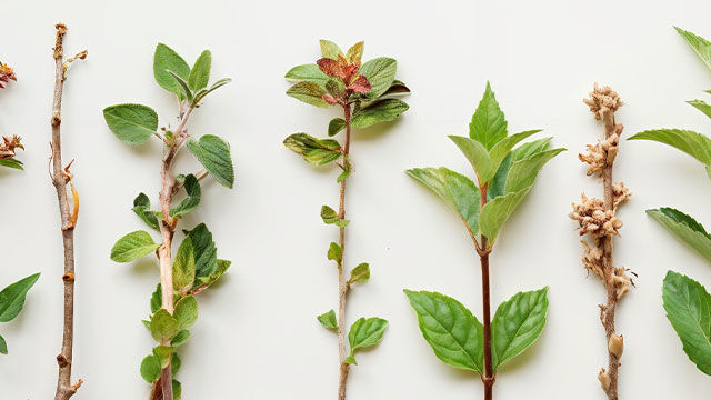 Different herbs next to each other. 